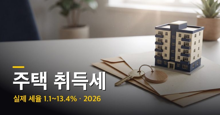 주택 취득세 2026 — 집 열쇠와 아파트 모형